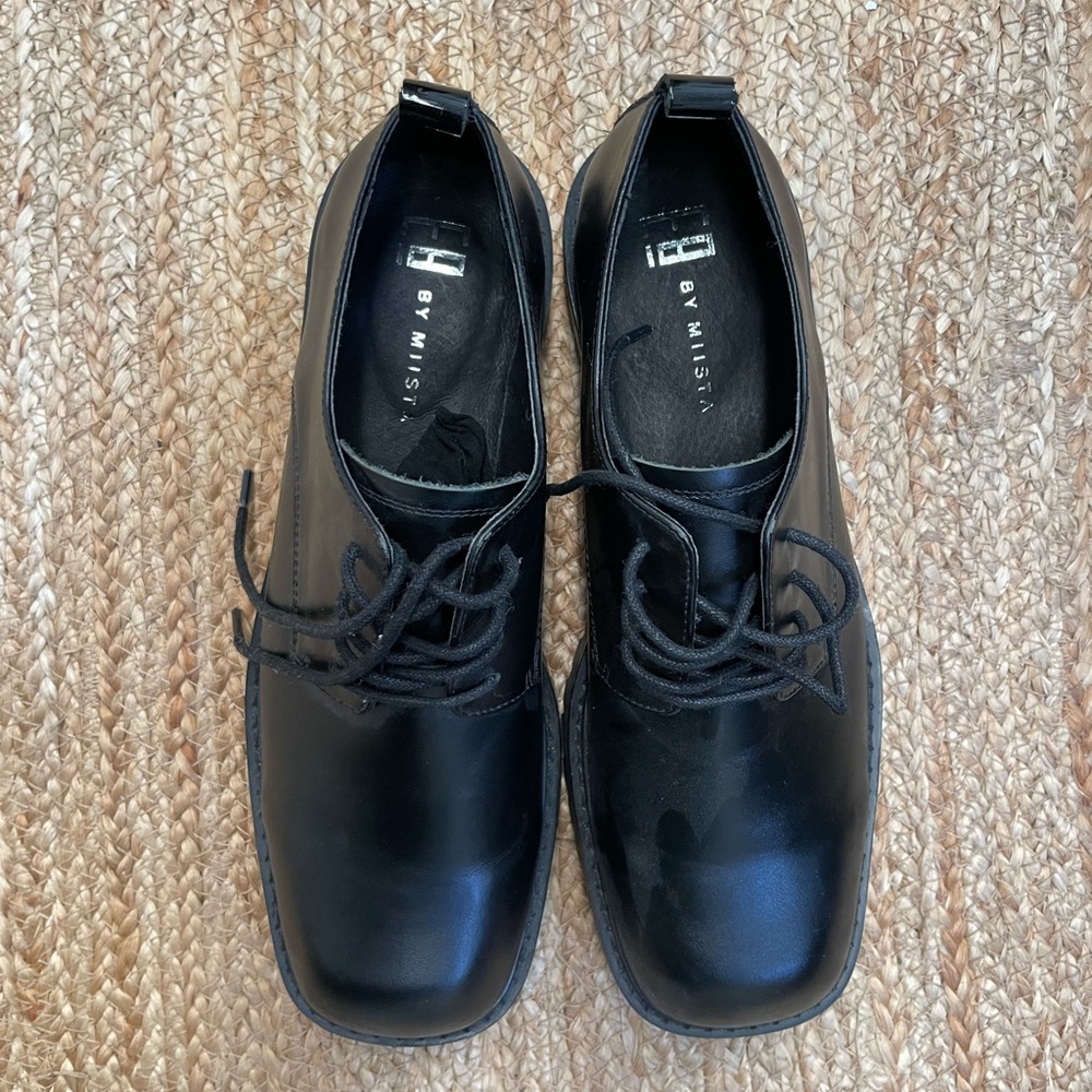 Miista black leather platform Loafers